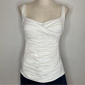 Soft Surroundings Sunsets White Ruched Tankini Swim Top